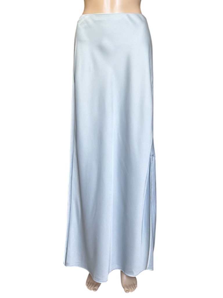 House Of Harlow 1960 Pale Blue Satin Maxi Skirt With Slit Size S